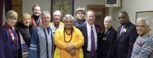 Some of the religious leaders who participated in this Service, from left to right, are: Shelley L. Fisher, Elizabeth W. Beyer, Matthew T. Fisher, Bradley S. Corbin, Jim R. Eaglesmith, Rajan Zed, Brian E. Melendez, David L. Mathis, Alice Tolloch, Omar A. Palmer and Muhammed A. Quddus.